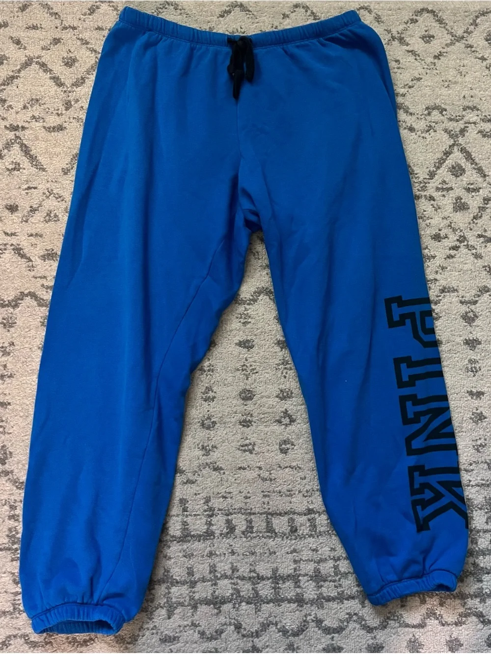 PINK Victoria's Secret Bright Blue Jogger Sweatpants with Black Logo